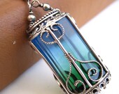 From the Apothecary - Sterling Filigree Metalwork, Quartz Crystal, London blue topaz and chrome diopside