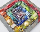 Square Rainbow Swirl Mosaic on Slate