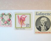 Unused Postage Vintage Stamps, Pink White Floral, Orchids, French, Mail 20 Wedding Invites 2 oz 66c
