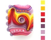 Lampwork glass focal bead. Pantone 2013 colors: Poppy Red,African Violet,Nectarine