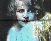 Map Book Page.Prints. Repurposed, Collage art.Woman ,Vintage Photo, Paper , home decor, buy 3 get 1 FREE.classy.fathers day gift.mom