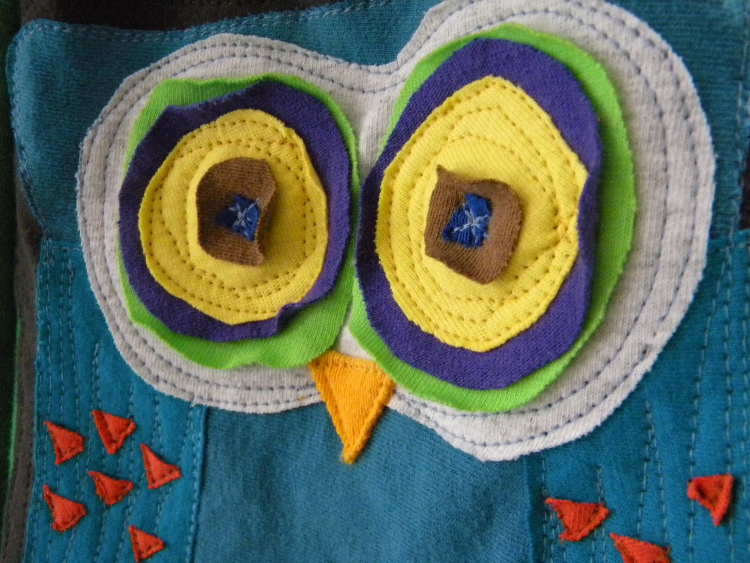 Owl Diaper Bag Handmade 100% upcycled from tShirt material BIG One of a Kind Double Drawstring
