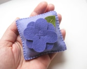 colorful felt tooth fairy pillow with flower, in lilac and plum, custom, made to order