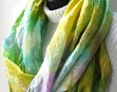 Infinity Scarf-Hand dyed silk scarf for women-English Garden-multicolor scarf-Green Pink and Yellow-silk scarves-womens scarves