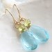 S e a . B r e e z e - sky blue quartz & peridot briolette drop earrings in 14k gold fill