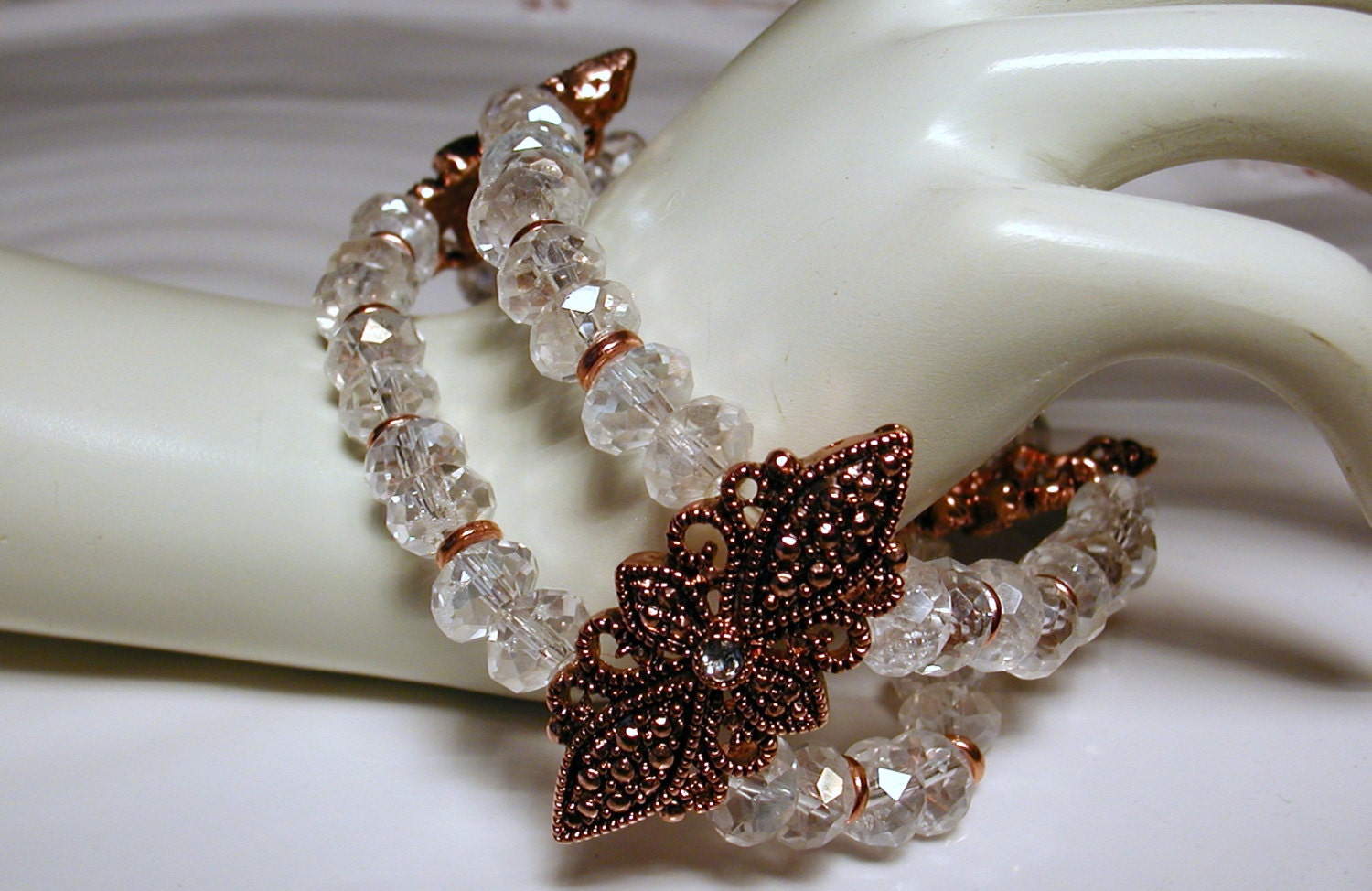 Crystal Copper Double Strand Swarovski Accented Bracelet - VICTORIA