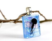 Jellyfish Pendant - Fused Dichroic Glass Necklace - Dichroic Glass Jewelry - Jellyfish