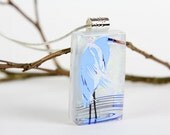 Heron Pendant - Dichroic Jewelry - Heron Necklace - Fused Glass Jewelry - Dichroic Pendant