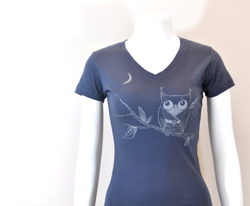 Sorty Vneck Owl Ninja woman Tee