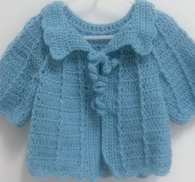 Crocheted Baby Sweater 6 to 9 Months Boy