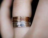 14kt Gold-filled and Sterling Silver set of 10 Ultra Thin Stacking rings