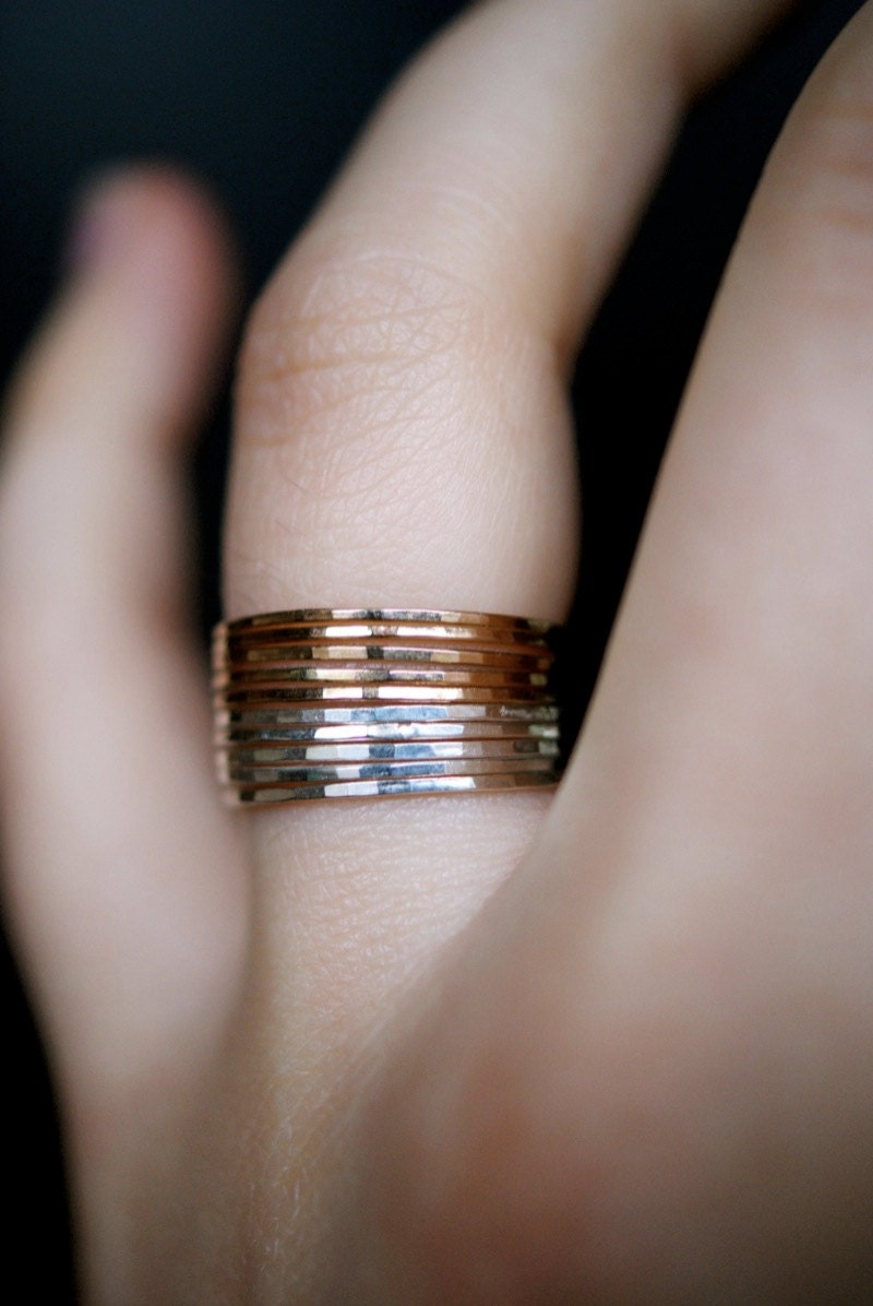 14kt Gold-filled and Sterling Silver set of 10 Ultra Thin Stacking rings