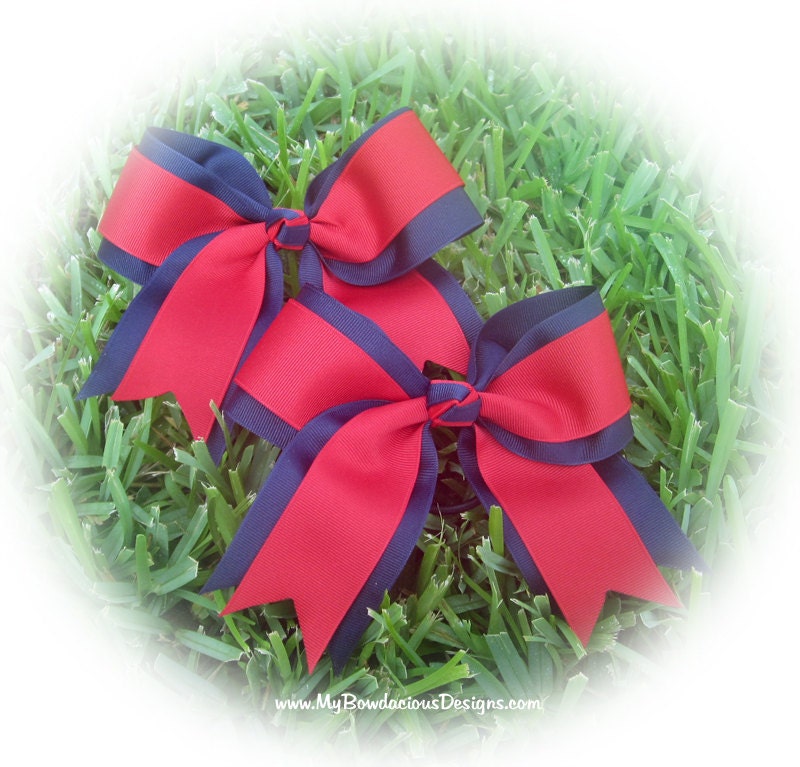 Pair of XL Two-Toned Two-Loop Hair Bow with Tails