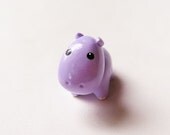 Purple Hippo Polymer Clay Charm