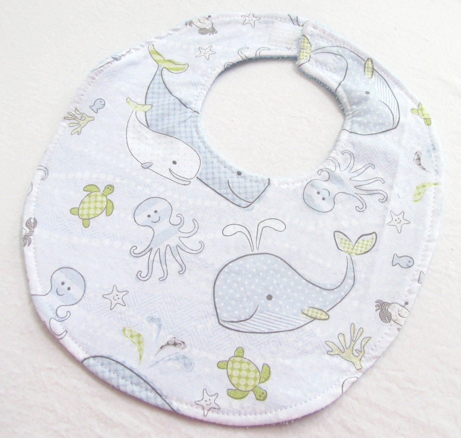 Boutique Bib for Baby or Toddler Boy or Girl - Under the Sea - Ocean Babies - Cotton Bib with snagfree velcro closure
