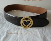 Vintage MOSCHINO Heart Belt Italy REDWALL Leather small Brown 32 Inch Max