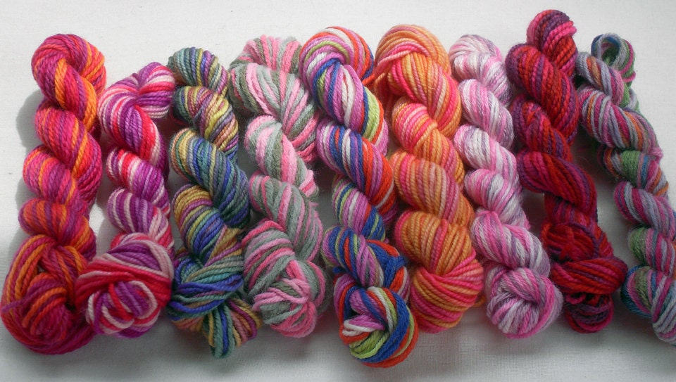 Wool yarn, Sock Yarn, Mini Skein, Amigurumi, knitting yarns Pinks 5