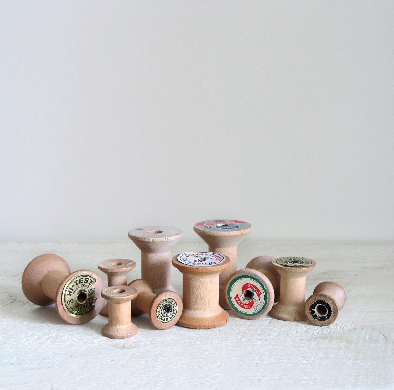 Vintage Tapered Thread-Free Wood Spools - 10 ct