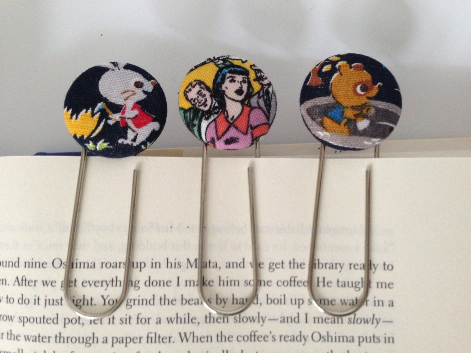 bookmark giant paper clip pick one rabbit comic raccoon