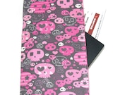 Grey and Pink Skulls Travel Wallet