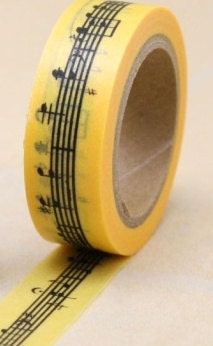 Yellow w/ sheet music -- Washi Tape -- single roll Il_570xn