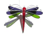 Dynamic Wings - Medium Stained Glass Dragonfly Twirl - Home Garden Decor Suncatcher 3 Dimensional Yard Art Ornament Insect