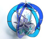 Monet's Muse - Stained Glass 3D Sphere - Medium Waterlily Lotus Pond Nature Scene Suncatcher Sculpture Home Decor
