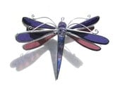 Plum Wings - 3D Stained Glass Dragonfly Twirl - Small Purple Home Garden Decor Suncatcher Yard Art Hanging Decoration