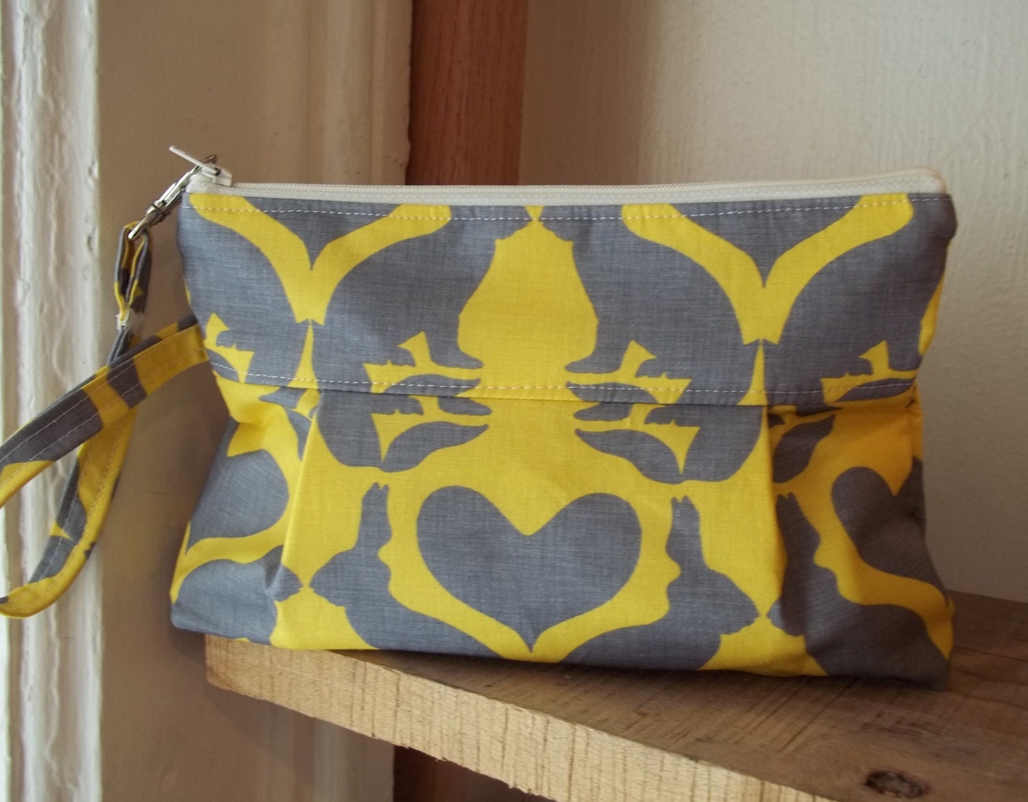 Yellow Rabbit Wristlet - Hearts Valentines Day Love