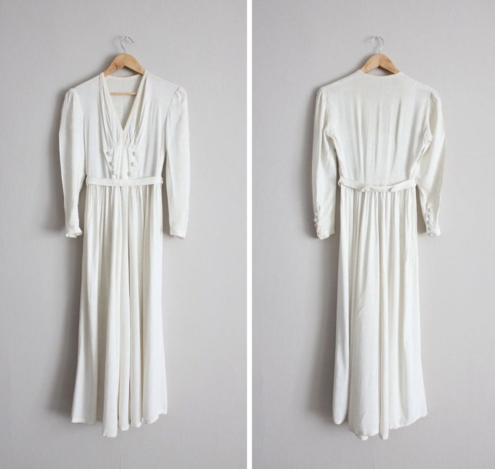 1940s dress / vintage 40s dress / white cotton dress