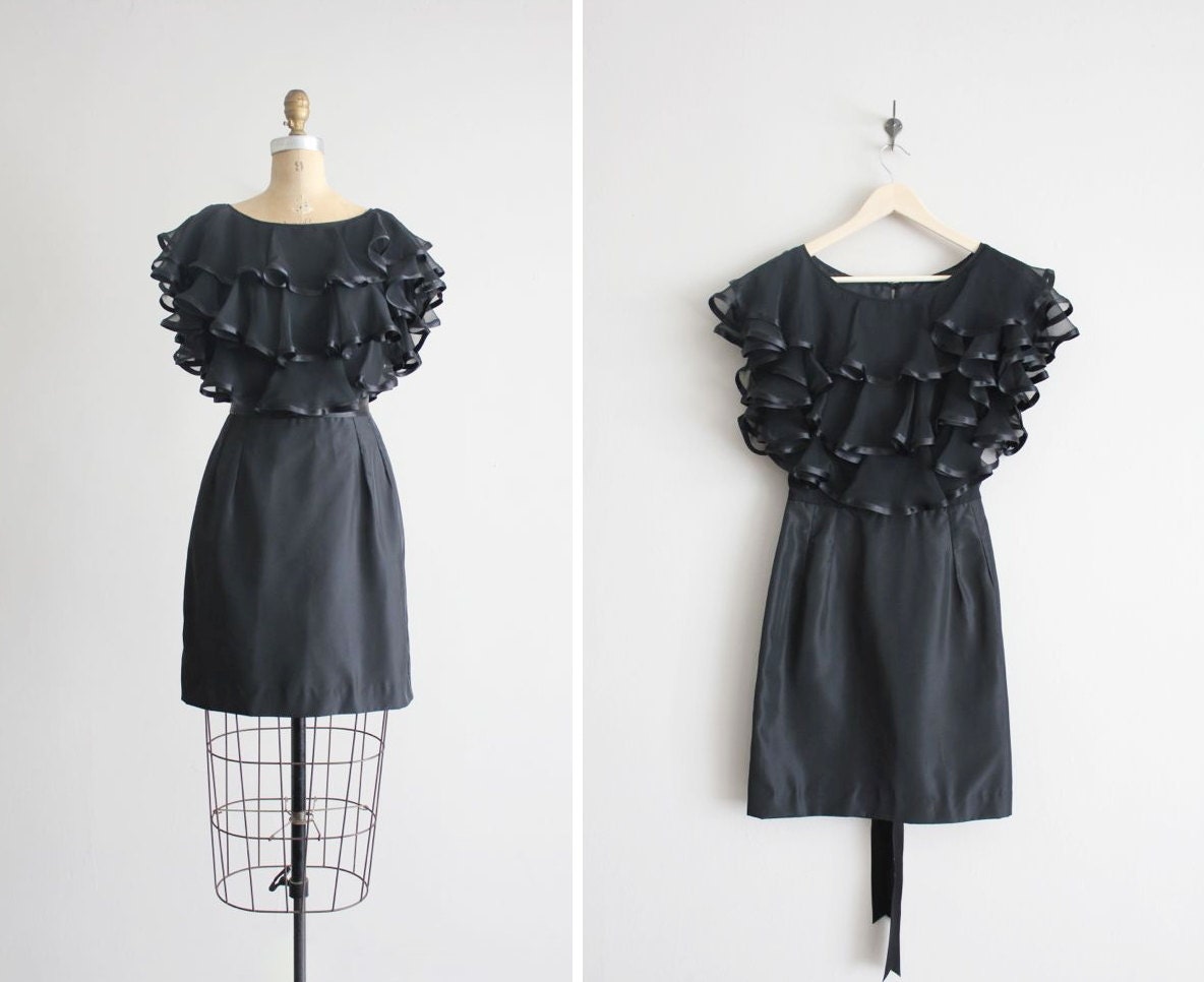 black cocktail dress / ruffle dress / small black dress