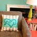 Love Pillow Cover in Aqua and Grey Stripe 20X20"