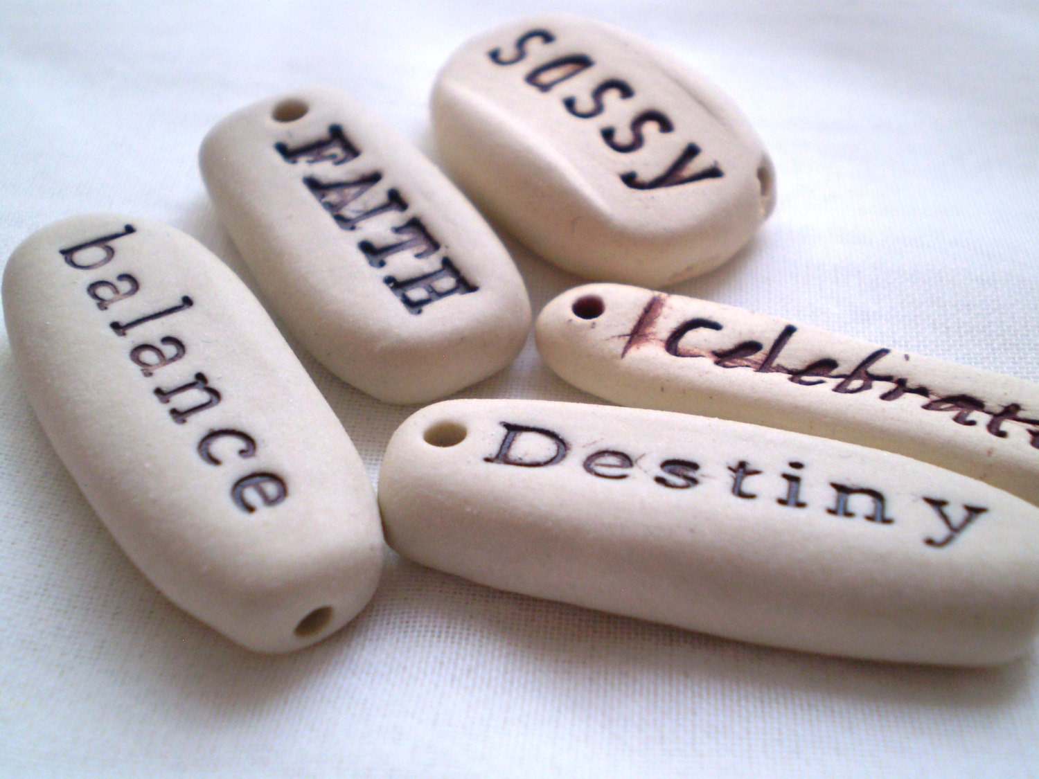 Custom Clay Word Beads, Porcelain Clay, Handmade Bead, Wholesale Jewelry Supplies - spinningstarstudio