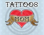 6 MOM Tattoos - Mothers Day - Heart Temporary Tattoos