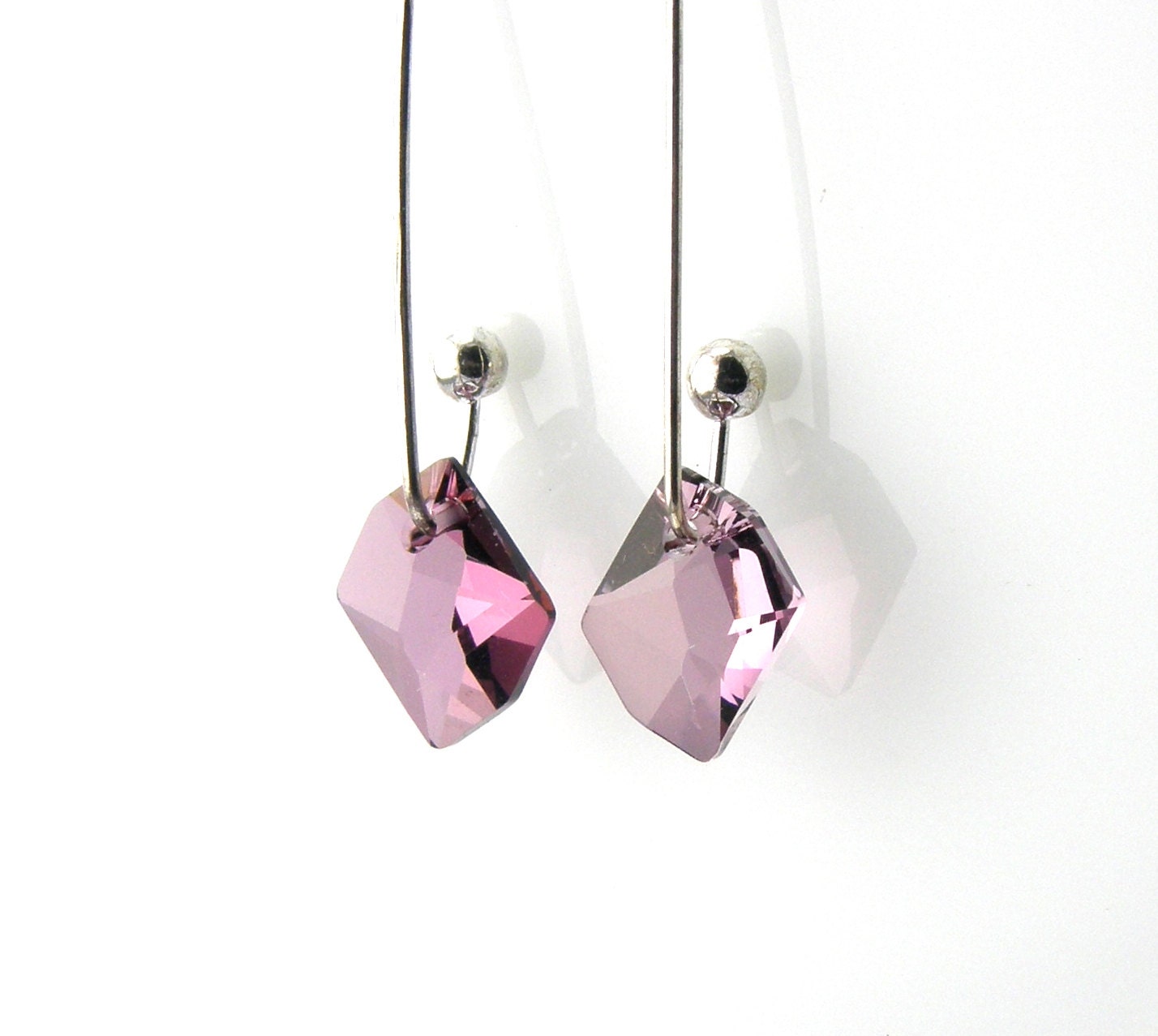 Crystal Swarovski Dangle Earrings Cosmic Antique Pink