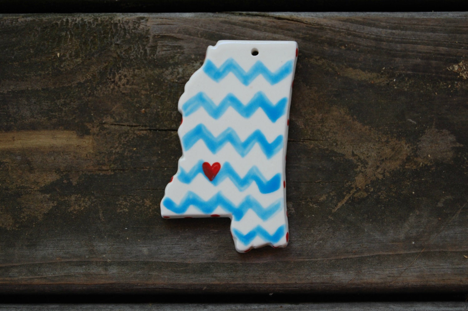 Mississippi Chevron Handpainted Personalized Large Ornament - Custom Colors and Collegiate Il_170x135