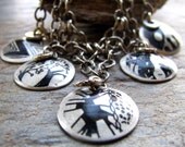 Zentangle Black And White Silver Necklace, PMC Artisan Jewelry