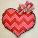 Chevron Heart Valentine's Burlap Door Hanger Decoration HUGE 2 ft x 21" Wedding
