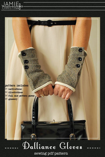 Dalliance Gloves sewing e-pattern fingerless gloves sewing pdf pattern