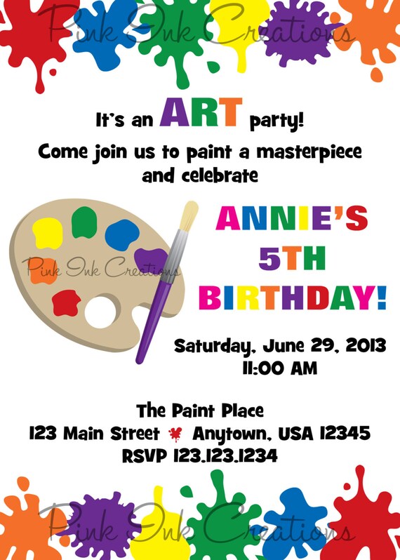 Art Painting Birthday Party Invitation - Artist, Painting Party, Art Party Il_570xn
