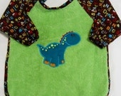 Blue Dinosaur Sleeved Bib - 6 months to 2T