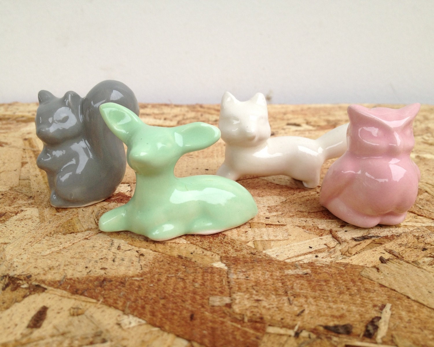 Lucky Forest Friends Set of Four Owl Fox Deer and Squirrel
