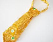 Orange Necktie with Green Polka Dots