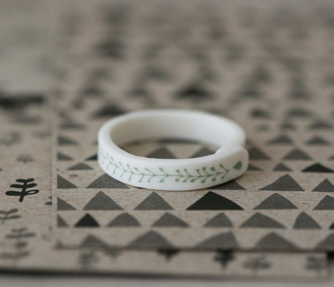 Sprout Ring - Sage - Porcelain Ring