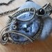 Black Labradorite Larvikite Pendant Wire Wrapped in Gunmetal Parawire with Onyx and Garnet
