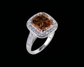 Radiant chocolate & round diamonds 3 carat engagement ring gold new