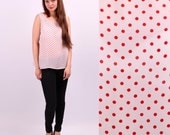 Chiffon Tank Top / Open Back Polka Dot Blouse / Small to Medium