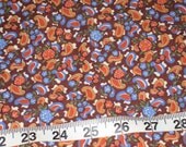 Charming Vintage Fabric - Bright and Bold - Blue Brown Orange Floral