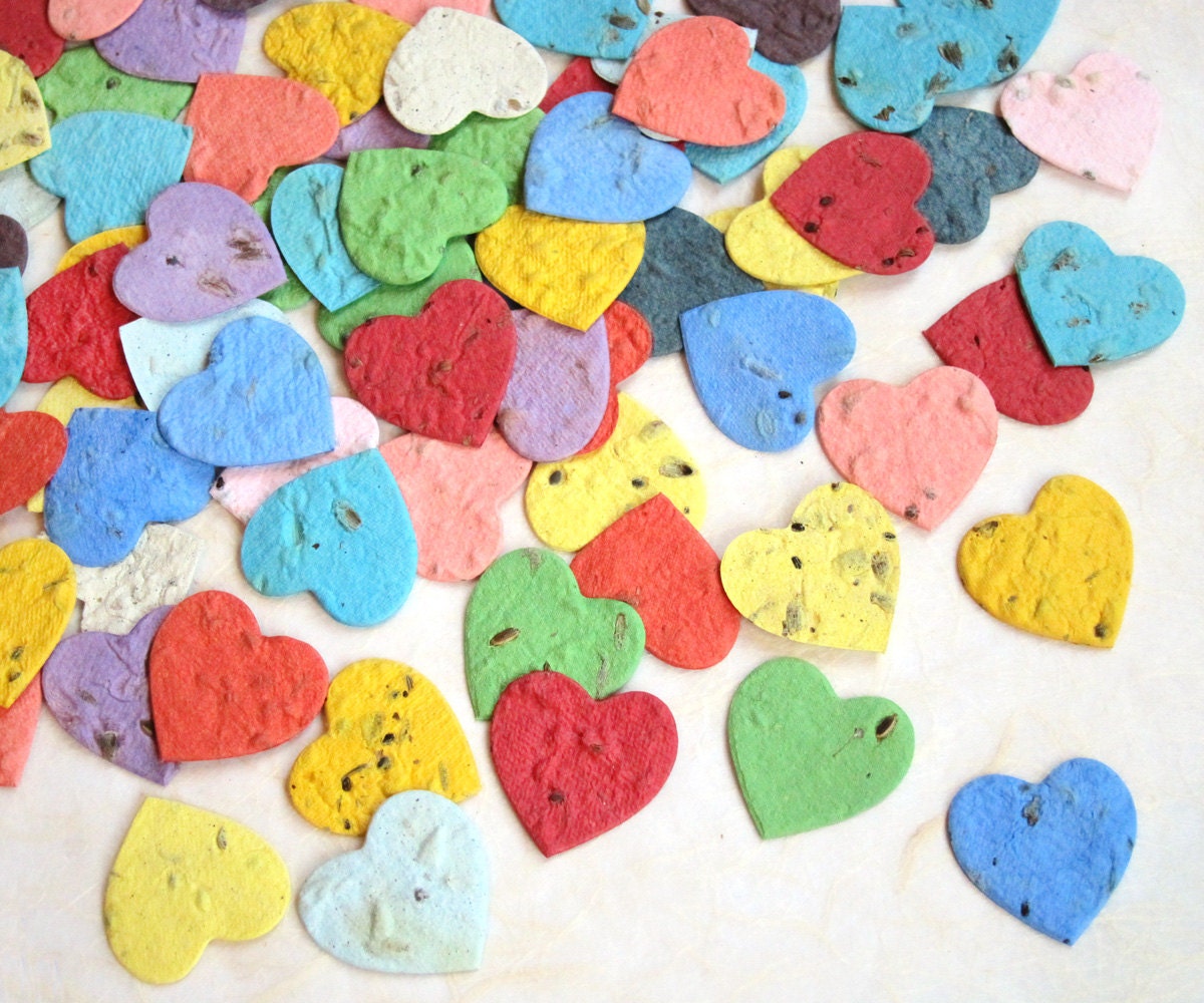 200 Herb Seed Plantable Paper Hearts - Basil Chives Dill Parsley Oregano Lavender