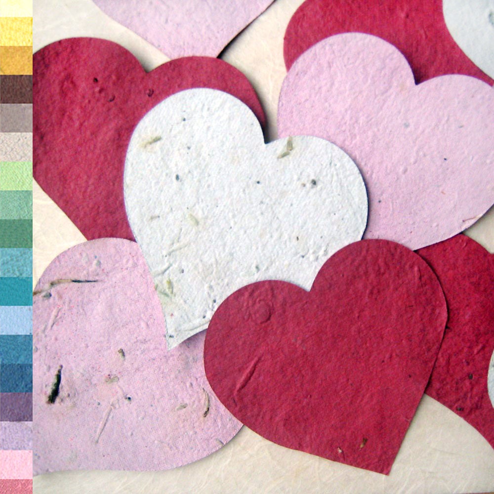 150 Plantable Paper Wedding Favor Hearts - Flower Seed